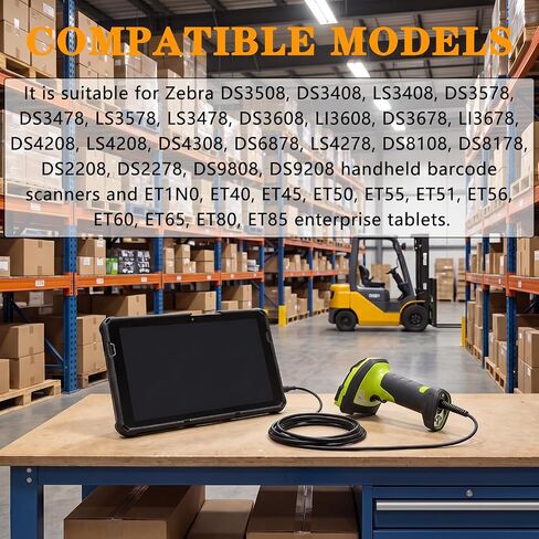 Scanner Type-C Cable for Zebra Symbol DS2208 DS2278 DS3608 LI3608 DS3678 LI3678 DS8108 DS8178 DS4308 DS3508 DS3578 LS4208 LS3478 Barcode Scanner to ET40 ET50 ET60 ET80 Enterprise Tablets (3.1M/10FT) in Saudi Arabia