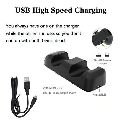 Controller Charger Dock, Dual Fast Charging Station Stand with LED Indicators for Slim Pro Controllers ABS Black 16.8cm in Saudi Arabia
