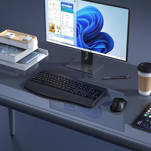 Wireless Keyboard and Mouse Combo, 2.4G Ergonomic Wave Keys, Black in Saudi Arabia