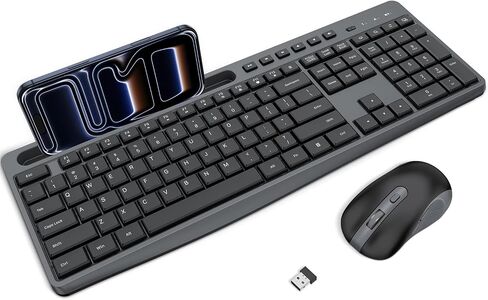 OMOTON Wireless Keyboard and Mouse Combo, 2.4G Quiet Set with Phone Holder in Saudi Arabia