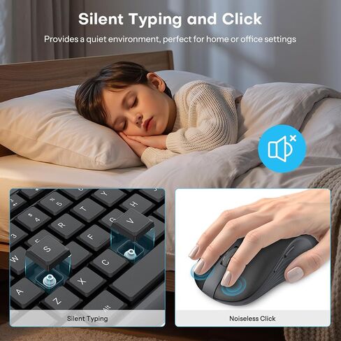 OMOTON Wireless Keyboard and Mouse Combo, 2.4G Quiet Set with Phone Holder in Saudi Arabia