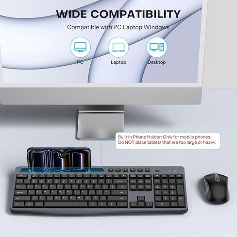 OMOTON Wireless Keyboard and Mouse Combo, 2.4G Quiet Set with Phone Holder in Saudi Arabia