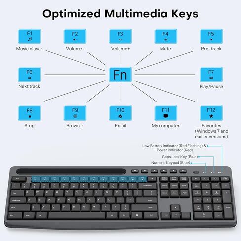 OMOTON Wireless Keyboard and Mouse Combo, 2.4G Quiet Set with Phone Holder in Saudi Arabia