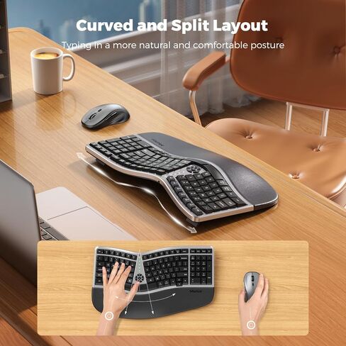 MEETION Ergonomic Wireless Keyboard Mouse, 2.4GHz Split Palm Rest Keyboard in Saudi Arabia
