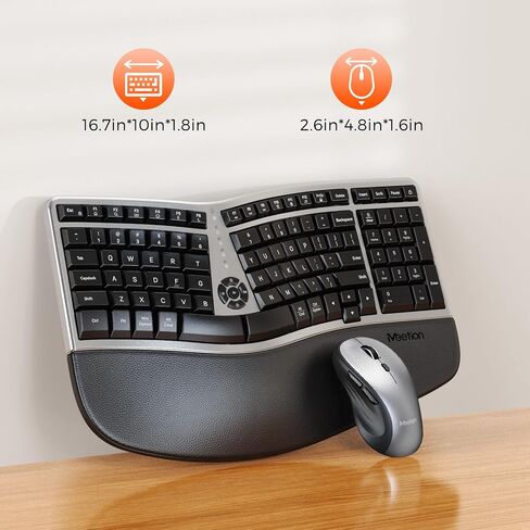 MEETION Ergonomic Wireless Keyboard Mouse, 2.4GHz Split Palm Rest Keyboard in Saudi Arabia