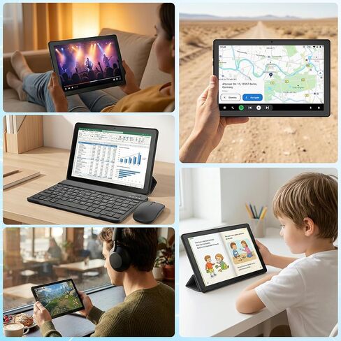 2 in 1 Android 16 Tablet with Keyboard Mouse Stylus Case, 34GB RAM 128GB 1TB Expand, Octa-Core Processor, 6000Ah Battery, HD Screen Widevine L1, Dual Cameras Face Unlock, WiFi 6 BT 5.4 Tablets Bundle in Saudi Arabia