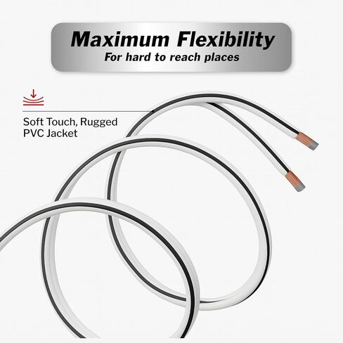 InstallGear 14 Gauge AWG Speaker Wire Cable - 30ft White, Outdoor & Automotive/Marine in Saudi Arabia