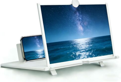 Screen Magnifier Amplifier, New Generation Phone Holder Screen Amplifier, 12 inch 3D HD Video and Gaming Phone Projector-with Foldable Phone Stand, Supports All Smartphones (White) in Saudi Arabia