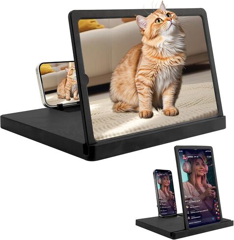 12" Phone Screen Magnifier, 3D HD Cell Phone Magnifier Screen with Vertical & Horizontal Switch, Foldable Mobile Phone Amplifier Enlarger for Movies and Gaming, Compatible with All Smartphones in Saudi Arabia