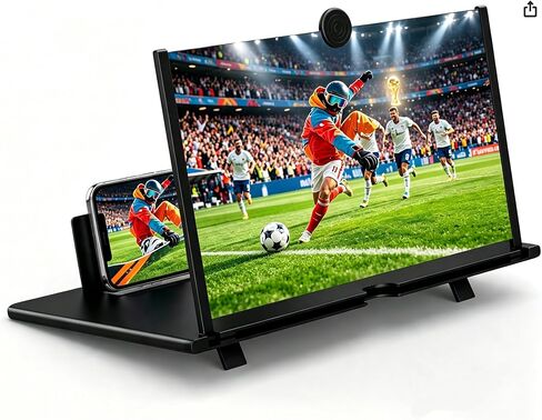 14 Inch Phone Screen Magnifier, Foldable 3D HD Cell Phone Screen Amplifier Stand, Portable Phone Screen Enlarger for Movies, Videos, Gaming, Reading & Seniors, Compatible with Most Smartphones in Saudi Arabia