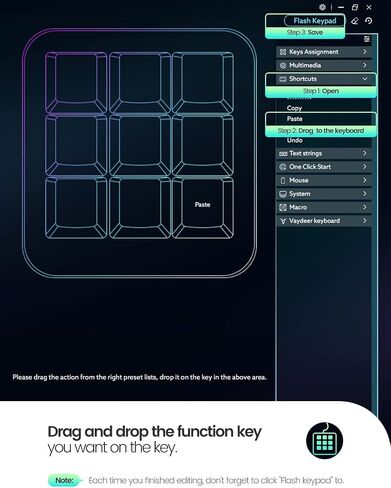 Vaydeer One-Handed Mechanical Keyboard Support NKRO, Hotkeys, One-Click Start,9 Fully Programmable Keys with Floating Window and Macro Multifunctional Keypad for iOS,Windows, Gift Idea for Him/Her in Saudi Arabia