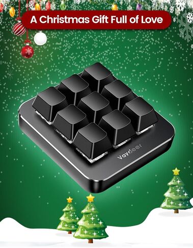 Vaydeer One-Handed Mechanical Keyboard Support NKRO, Hotkeys, One-Click Start,9 Fully Programmable Keys with Floating Window and Macro Multifunctional Keypad for iOS,Windows, Gift Idea for Him/Her in Saudi Arabia