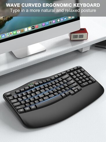 EDJO Wireless Ergonomic Keyboard with Wrist Rest, Wave Keys in Saudi Arabia
