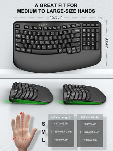 EDJO Wireless Ergonomic Keyboard with Wrist Rest, Wave Keys in Saudi Arabia