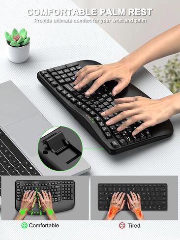 EDJO Wireless Ergonomic Keyboard with Wrist Rest, Wave Keys in Saudi Arabia