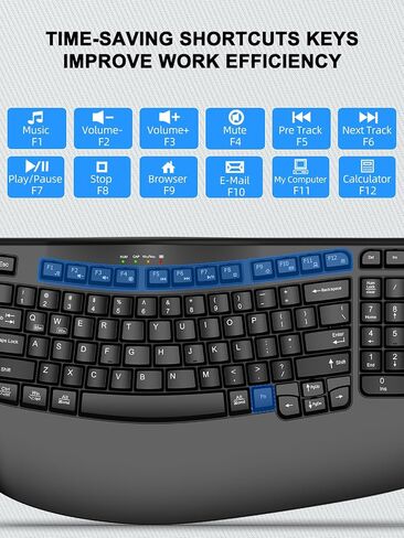 EDJO Wireless Ergonomic Keyboard with Wrist Rest, Wave Keys in Saudi Arabia