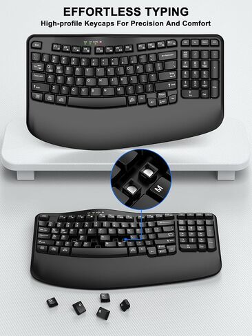 EDJO Wireless Ergonomic Keyboard with Wrist Rest, Wave Keys in Saudi Arabia