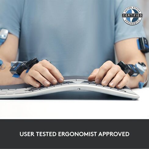 لوحة مفاتيح لاسلكية مريحة من لوجيتك Ergo K860 مع مسند للمعصم وماوس لاسلكي عمودي MX in Saudi Arabia