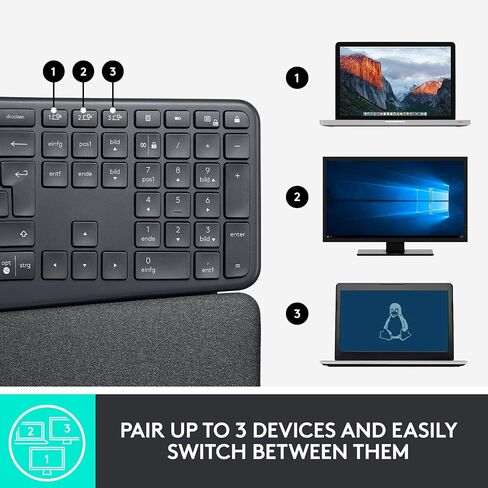 لوحة مفاتيح لاسلكية مريحة من لوجيتك Ergo K860 مع مسند للمعصم وماوس لاسلكي عمودي MX in Saudi Arabia