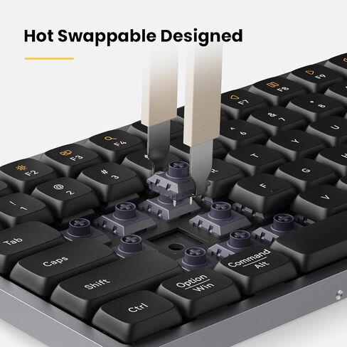 LOFREE Flow84 Low Profile Mechanical Keyboard, 75 Percent Rechargeable Wireless Keyboards with Bluetooth and Wired Connection for Windows, Mac OS/Black Phantom Tactile Switches in Saudi Arabia