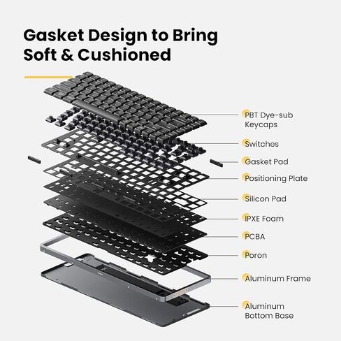 LOFREE Flow84 Low Profile Mechanical Keyboard, 75 Percent Rechargeable Wireless Keyboards with Bluetooth and Wired Connection for Windows, Mac OS/Black Phantom Tactile Switches in Saudi Arabia