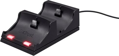 Trust GXT 235 Dual Dock Charger for PS4 Dualshock,2 Port - T21681, Black, Small in Saudi Arabia