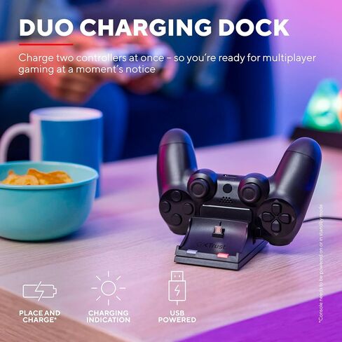 Trust GXT 235 Dual Dock Charger for PS4 Dualshock,2 Port - T21681, Black, Small in Saudi Arabia