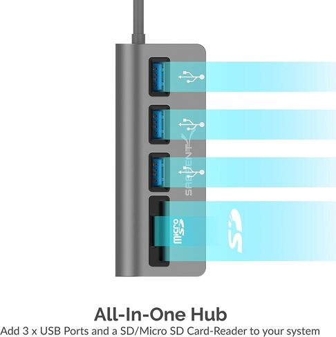 SABRENT USB-C 5-in-1 Hub, SD/TF Card Reader + 3 USB 3.0 (HB-U3CR) in Saudi Arabia