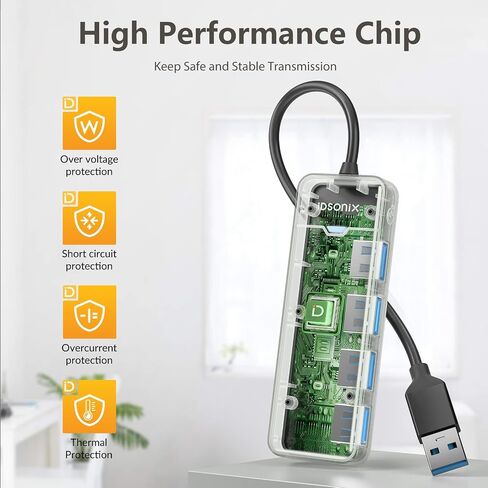 iDsonix USB Hub with 6ft Extension Cbale[Charging Not Supported], 4-Port USB 3.0 Splitter Ultra-Slim Extender for Desktop, Laptop, Xbox, Flash Drive, HDD, Console, Printer, PC, Keyboards, Mouse in Saudi Arabia