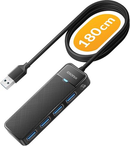 iDsonix USB Hub with 6ft Extension Cbale[Charging Not Supported], 4-Port USB 3.0 Splitter Ultra-Slim Extender for Desktop, Laptop, Xbox, Flash Drive, HDD, Console, Printer, PC, Keyboards, Mouse in Saudi Arabia
