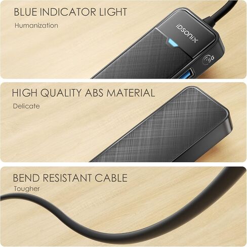 iDsonix USB Hub with 6ft Extension Cbale[Charging Not Supported], 4-Port USB 3.0 Splitter Ultra-Slim Extender for Desktop, Laptop, Xbox, Flash Drive, HDD, Console, Printer, PC, Keyboards, Mouse in Saudi Arabia