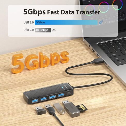 iDsonix USB Hub with 6ft Extension Cbale[Charging Not Supported], 4-Port USB 3.0 Splitter Ultra-Slim Extender for Desktop, Laptop, Xbox, Flash Drive, HDD, Console, Printer, PC, Keyboards, Mouse in Saudi Arabia