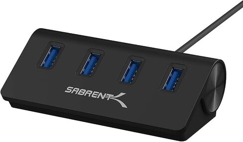 SABRENT 4-Port Aluminum USB 3.0 Hub, 2.5ft Cable, Black (HB-MC3B) in Saudi Arabia