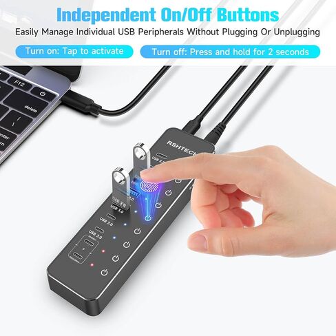 RSHTECH 10-Port 66W Powered USB C/USB 3.2 Hub 10Gbps for Data & PD Charging in Saudi Arabia