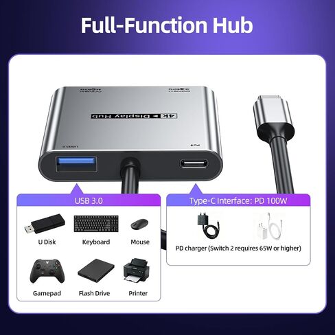 محور عرض USB-C مزدوج لنظارات الواقع المعزز والتبديل 2، 4K@60 هرتز، 100 وات، 5 جيجابت في الثانية USB3.0 in Saudi Arabia