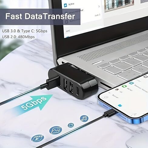 موزع USB 3.0 ذو 4 منافذ [قابل للدوران 90 درجة/180 درجة] in Saudi Arabia