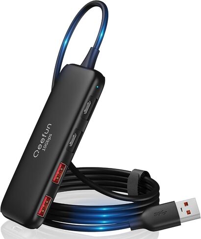 محور Qeefun USB 3.2 بسرعة 10 جيجابت في الثانية مع 4 منافذ بيانات USB A، وموزع USB 3.2 الجيل الثاني، وكابل طويل ممتد بطول 4 أقدام ومنفذ طاقة من النوع C، ومحول USB متعدد المنافذ للكمبيوتر الشخصي والكمبيوتر المحمول وiMac وMac mini وDell XPS والمزيد in Saudi Arabia