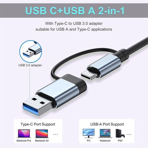 USB C Hub USB Hub 3.0، VIENON ألومنيوم 8 في 1 موسع USB مع قارئ بطاقة SD/TF، ​​مقبس سماعة رأس Aux 3.5 مم لجهاز MacBook Pro Air والمزيد من أجهزة الكمبيوتر/الكمبيوتر المحمول/الكمبيوتر اللوحي in Saudi Arabia