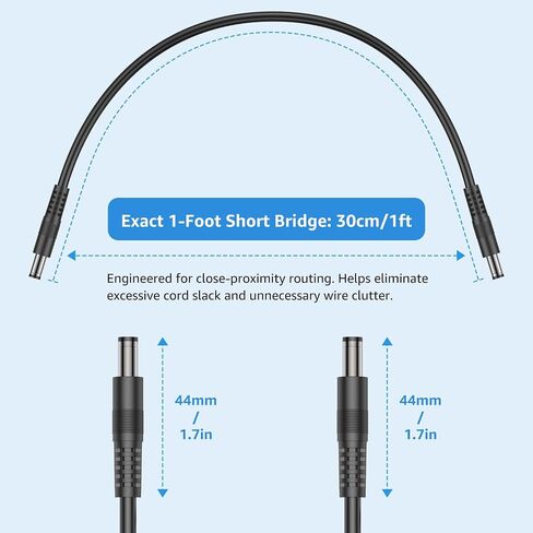 كابل تمديد 5.5x2.1 ملم 18AWG 12V DC ذكر إلى ذكر، 1 قدم 4 عبوات in Saudi Arabia
