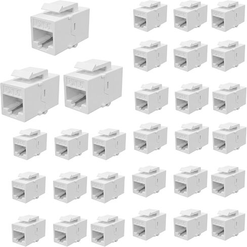 Weewooday 40 Pcs White Rj45 Cat6 Coupler Ethernet Extender Connector, Female to Female Cat6 Keystone Jack, Cat6 Ethernet Cable Extender in Saudi Arabia
