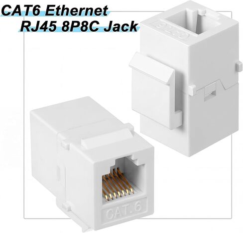 Weewooday 40 Pcs White Rj45 Cat6 Coupler Ethernet Extender Connector, Female to Female Cat6 Keystone Jack, Cat6 Ethernet Cable Extender in Saudi Arabia