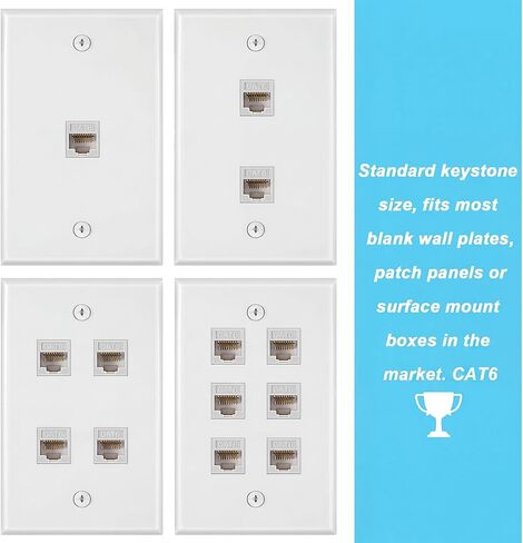 Weewooday 40 Pcs White Rj45 Cat6 Coupler Ethernet Extender Connector, Female to Female Cat6 Keystone Jack, Cat6 Ethernet Cable Extender in Saudi Arabia