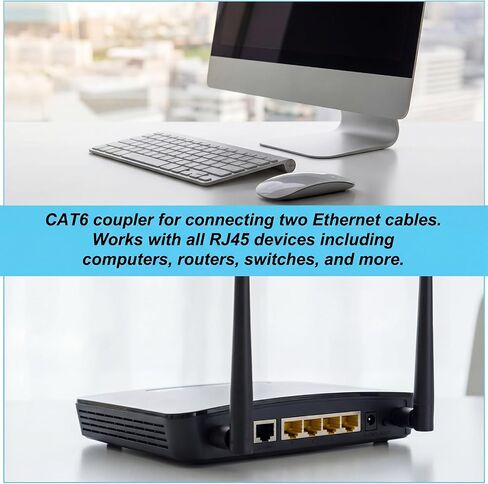 Weewooday 40 Pcs White Rj45 Cat6 Coupler Ethernet Extender Connector, Female to Female Cat6 Keystone Jack, Cat6 Ethernet Cable Extender in Saudi Arabia