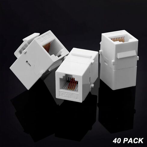 Weewooday 40 Pcs White Rj45 Cat6 Coupler Ethernet Extender Connector, Female to Female Cat6 Keystone Jack, Cat6 Ethernet Cable Extender in Saudi Arabia