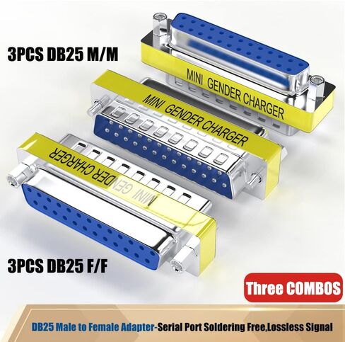 6-Pack DB25 25Pin Female to Female Male to Male Mini Gender Changer Coupler Adapter RS232 Serial Cable Connector in Saudi Arabia
