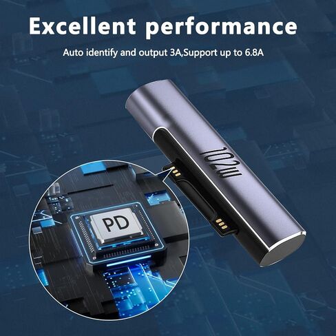 شاحن مغناطيسي 102 وات للسطح - محول شحن USB C أنثى إلى ذكر مغناطيسي، ملحق شاحن طاقة PD من النوع C لـ Microsoft Pro، Surface-Book، Surface-Go، قلم Surface-Slim 2، Surface-Duo 2 in Saudi Arabia