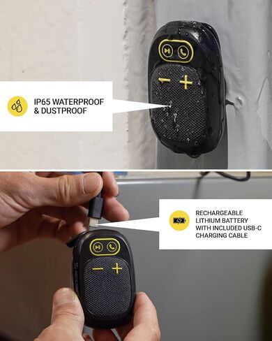 Scosche Magnetic Clip-On Wearable Bluetooth Speaker with Built-in Mic for Hands-Free Calls, IP65 Waterproof & Dustproof Jobsite Speaker for Work and Outdoors, Compact and Lightweight Portable Design in Saudi Arabia