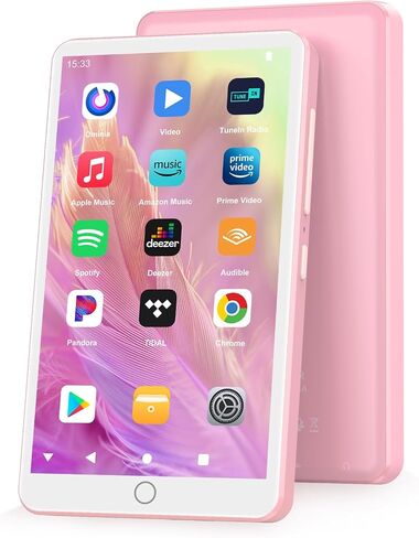 مشغل MP3 سعة 144 جيجابايت مع بلوتوث وواي فاي، ومشغلات Android 13 MP3 MP4 مع شاشة لمس 4 بوصات ومكبر صوت، ومشغلات موسيقى MP3 مع Spotify، Audible، Amazon Music، متجر Play (وردي) in Saudi Arabia