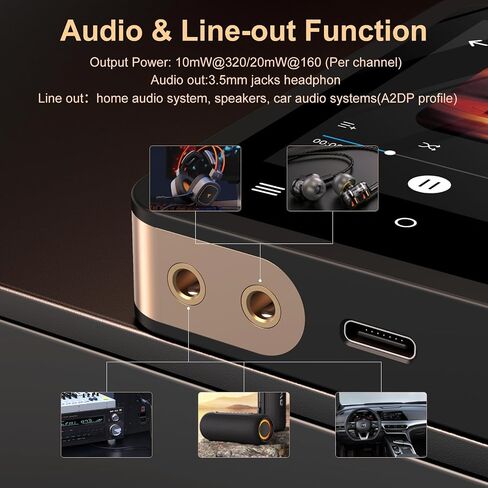HiFi MP3 Player with Bluetooth 5.3, Lossless DSD High-Resolution Digital Audio Music Player, Portable DAC FLAC Audio Player, 192Khz/24bit, 2.8" Touchscreen & Leather Case in Saudi Arabia