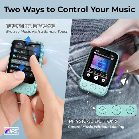 32GB Clip MP3 Player with Bluetooth 5.3 & Speaker, Only 1.2 Oz in Saudi Arabia